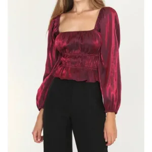-Remy Peplum Blouse In Red-Medium / red