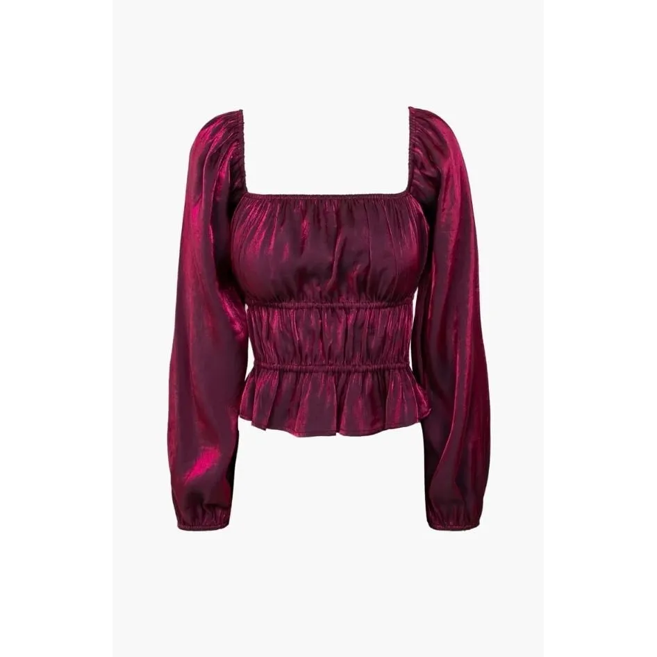 -Remy Peplum Blouse In Red-Medium / red