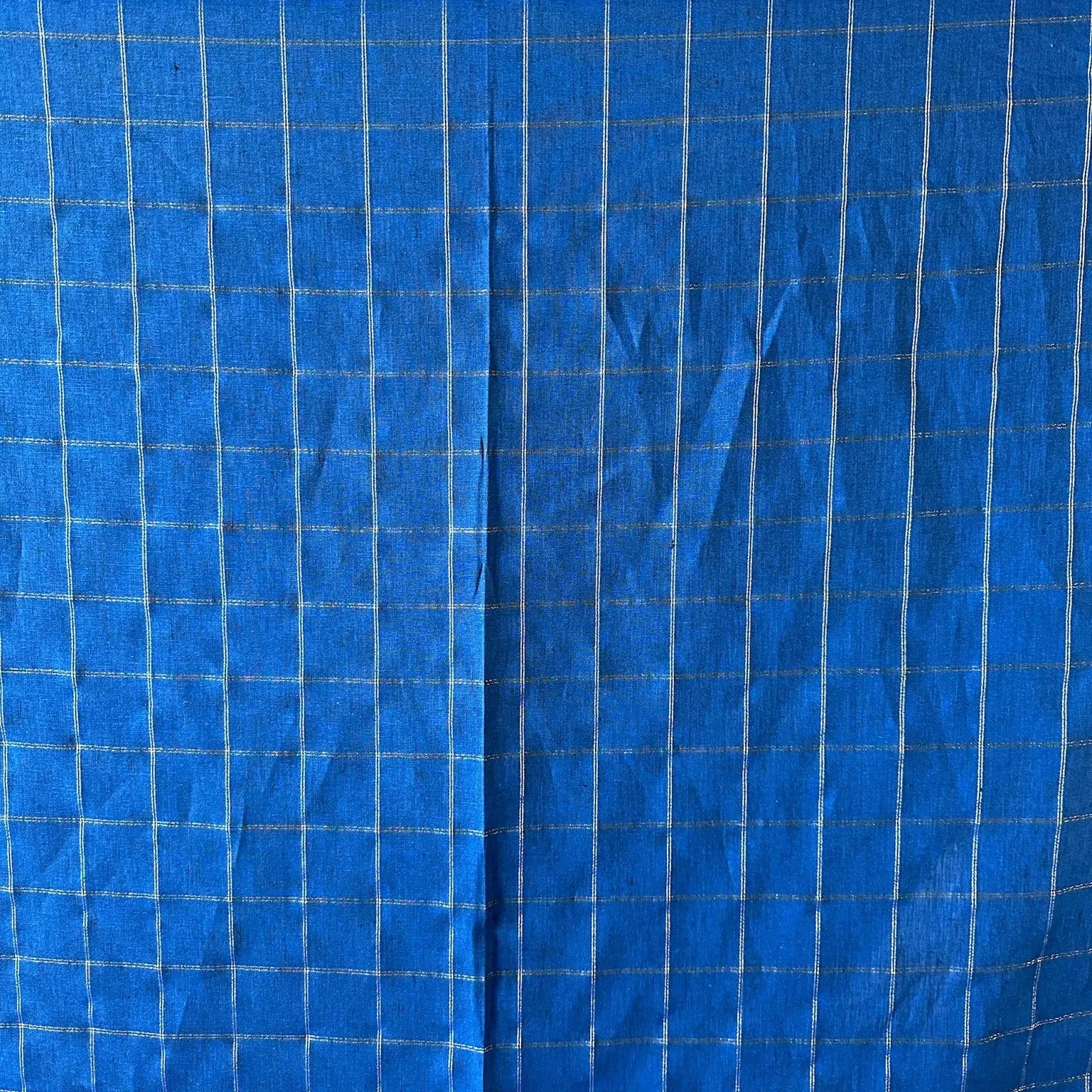 100% Yarn Dyed Linen in Sapphire Party Grid