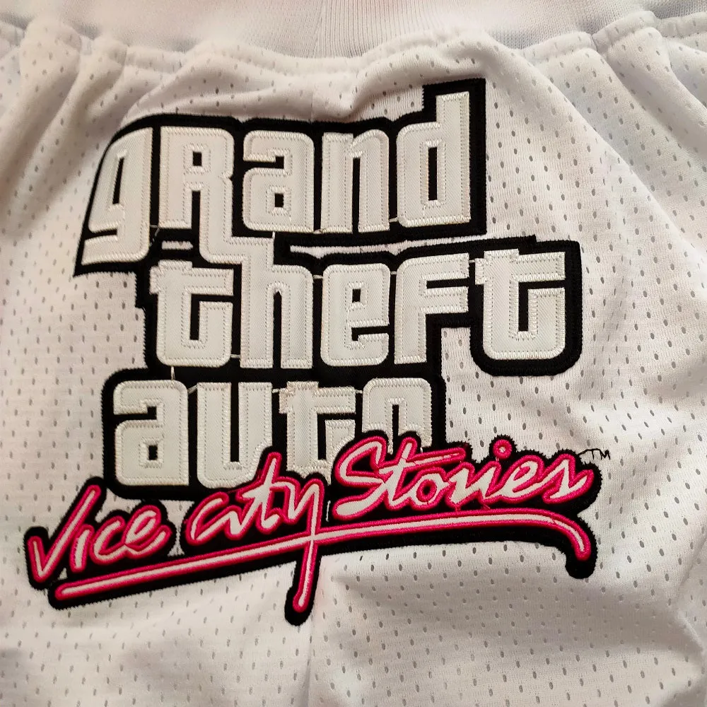 Auto Basketball Shorts Pants with Pockets White Color