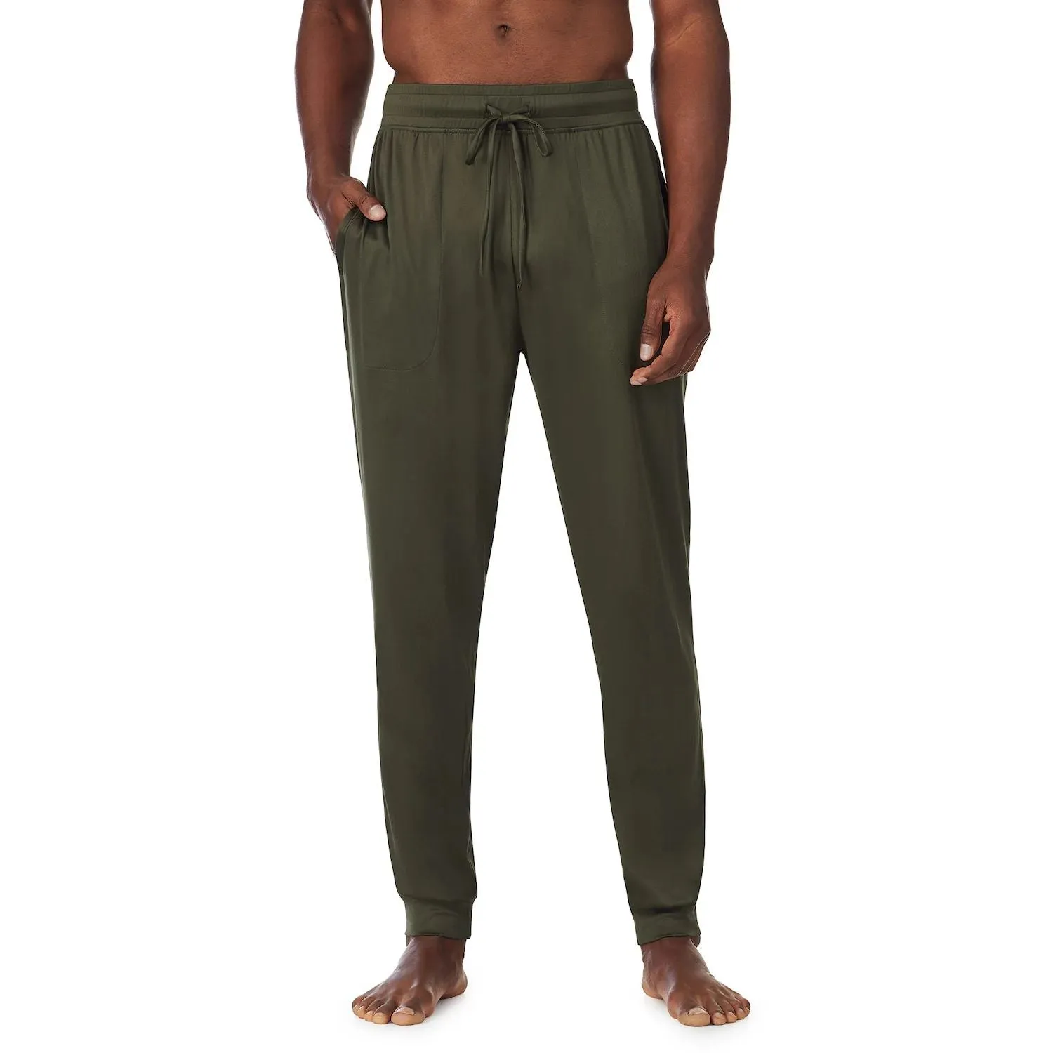 Big & Tall Jogger Pants with Far Infrared Power and Cuddl Duds Stripes at the Hem , dark green