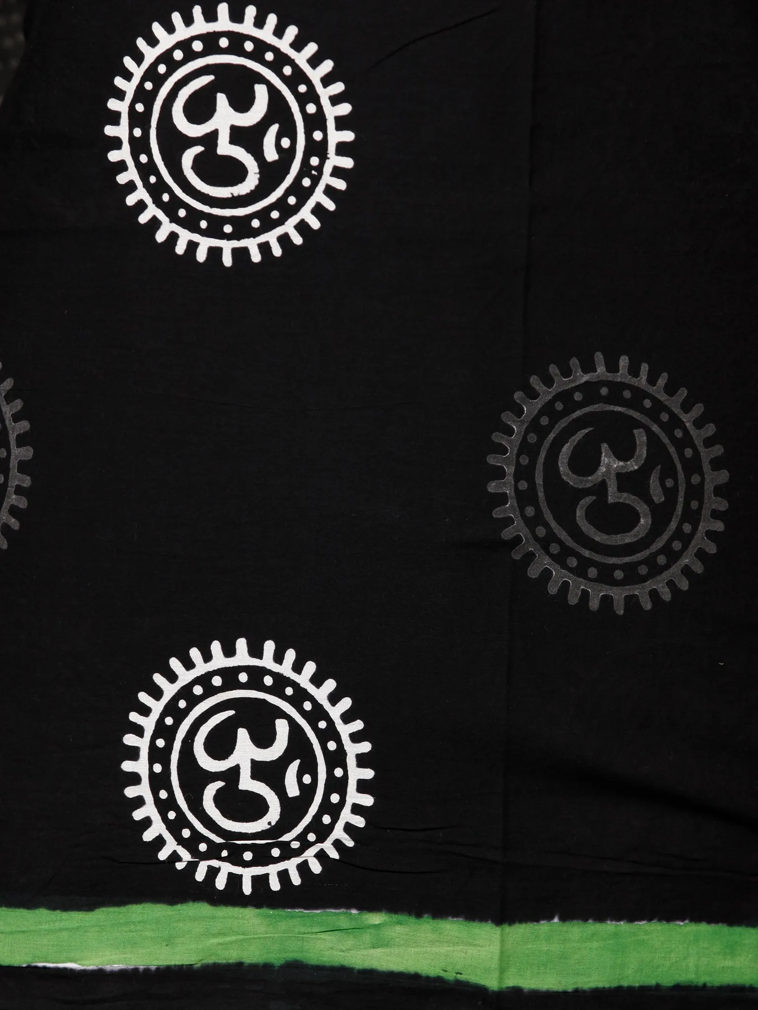 Black White Green Grey Hand Block Printed Cotton Suit-Salwar Fabric With Chiffon Dupatta (Set of 3) - SU01HB354