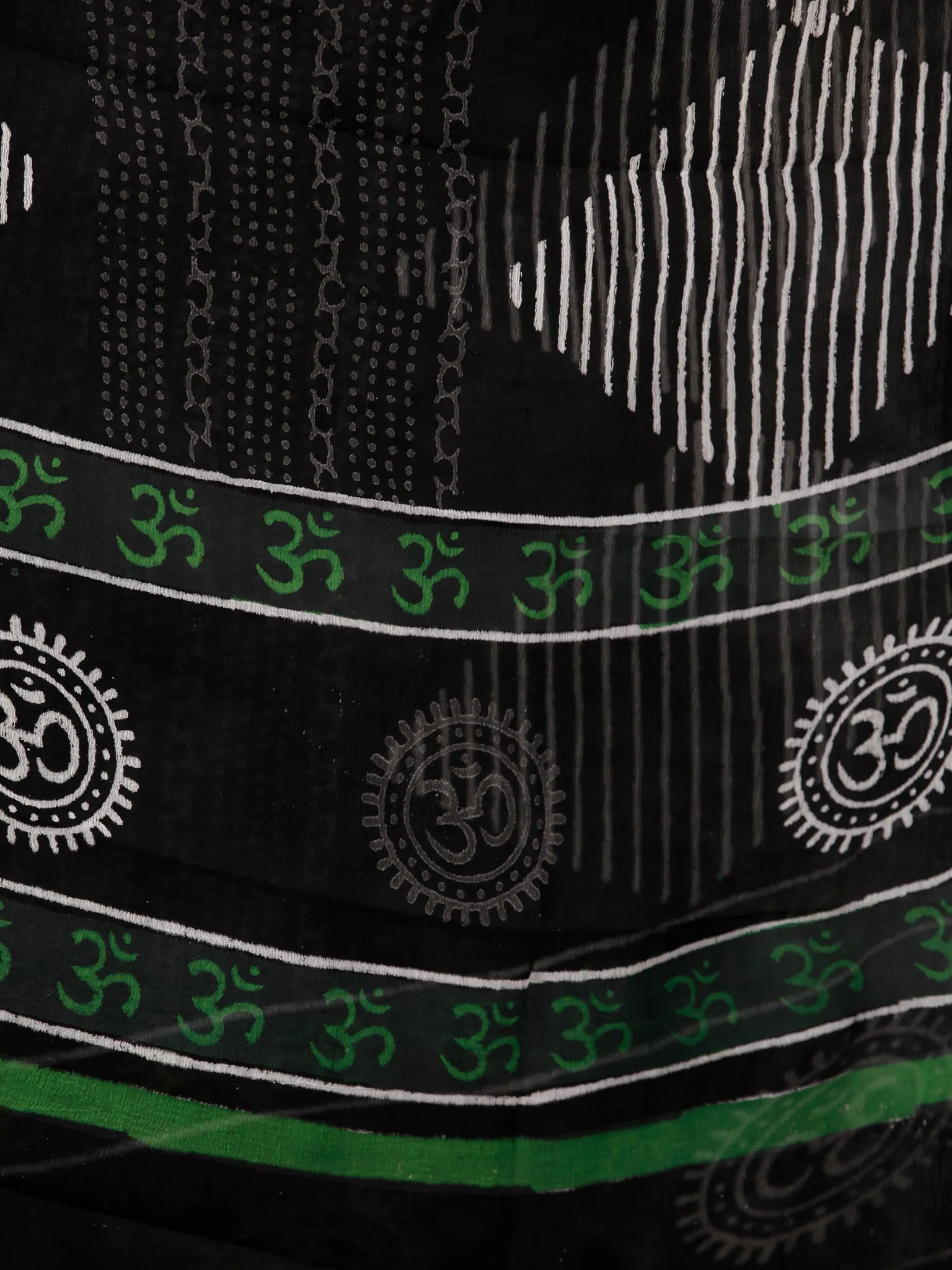 Black White Green Grey Hand Block Printed Cotton Suit-Salwar Fabric With Chiffon Dupatta (Set of 3) - SU01HB354
