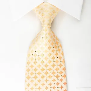 Elle Homme Rhinestone Silk Necktie Interlocking Circles On White With Silver Sparkles
