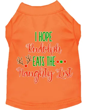 Hope Rudolph Eats Naughty List Screen Print Dog Shirt Orange Xl