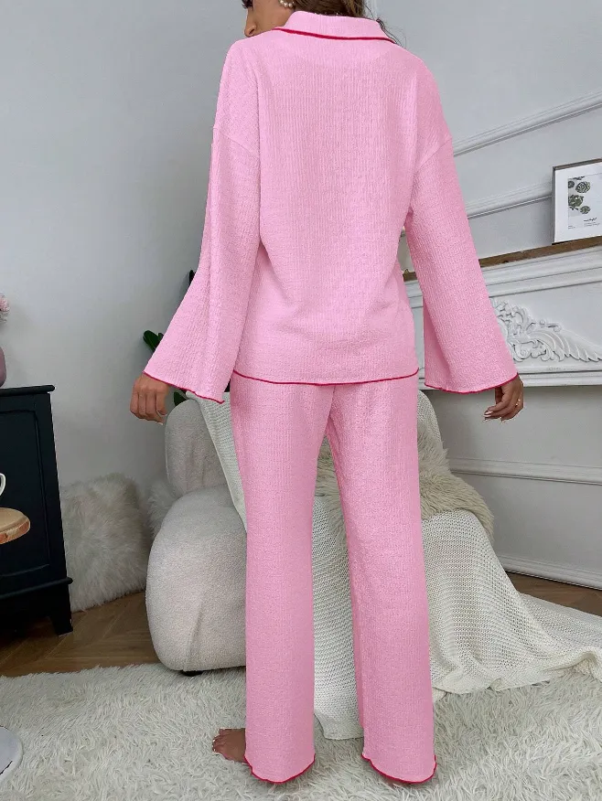 Pink Lulu Long Sleeve Pyjama Set