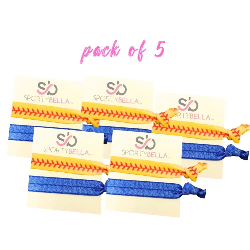 Softball Hair Tie Bundle - 5 pc set- Pick Colors