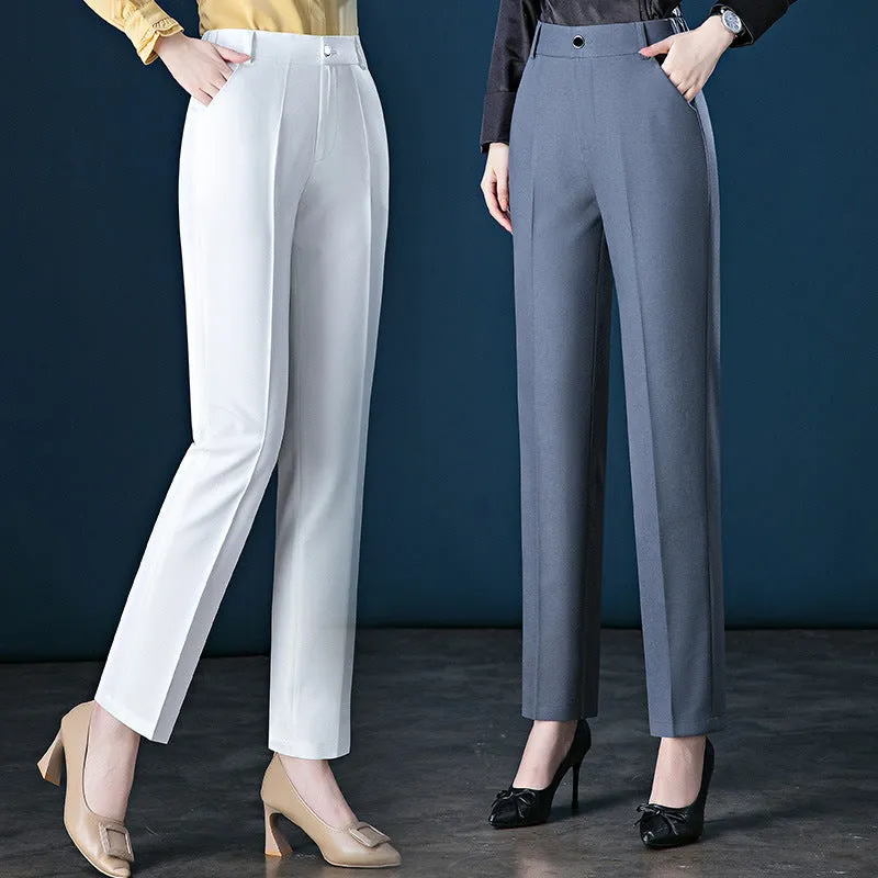 Women's High-waist Straight-leg Casual Suit Trousers