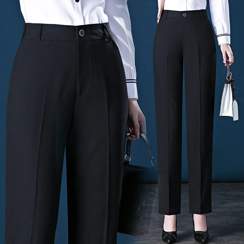 Women's High-waist Straight-leg Casual Suit Trousers