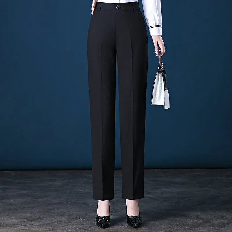 Women's High-waist Straight-leg Casual Suit Trousers