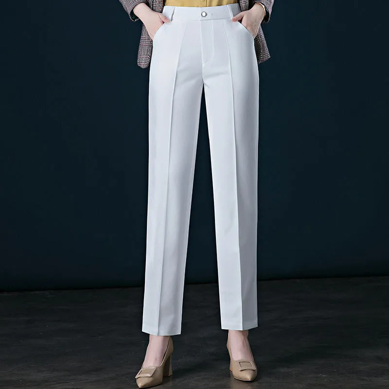 Women's High-waist Straight-leg Casual Suit Trousers