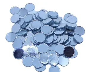 ZILZON® Round Mirror for Embroidery Works, Mirror Craft Material Work Art & Craft Size 2Cm, Pack of 100 Pcs Color Silver,use of Decoration Work